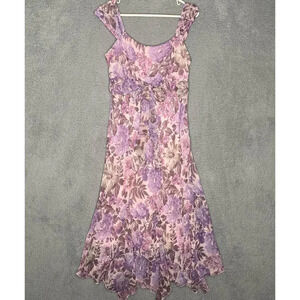 Midnight Velvet purple midi dress asymmetrical  fairy romantic flowy whimsical M